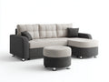 Ecksofa Stoff 250x160x85 cm - Beige und Dunkelgrau - modernes Wohnzimmer Sofa mit Hocker