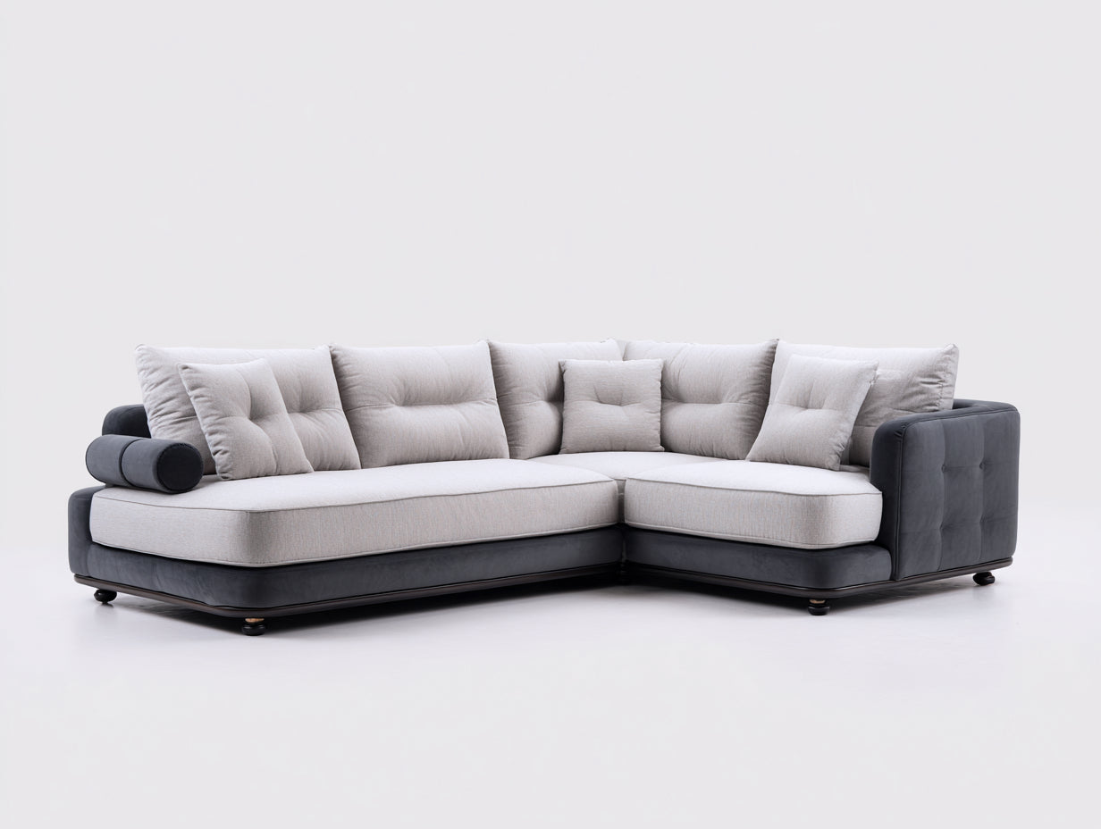Ecksofa mit Stoffbezug 280x220x78 cm - Hellgrau-Dunkelgrau - modernes L-Design für Wohnzimmer