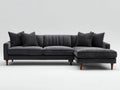Ecksofa mit Cordstoffbezug 285x170x82 cm - Dunkelgrau-Braun - modernes L-Design mit Holzfüßen
