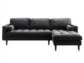 Ecksofa Cordstoff 260x160x85 cm - Schwarz-Dunkelbraun-Gold - Modernes Wohnzimmer Sofa mit Chaiselongue