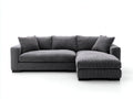 Ecksofa mit Cordbezug 250x170x86 cm - Dunkelgrau-Schwarz - Moderne Polsterung mit Ottomane