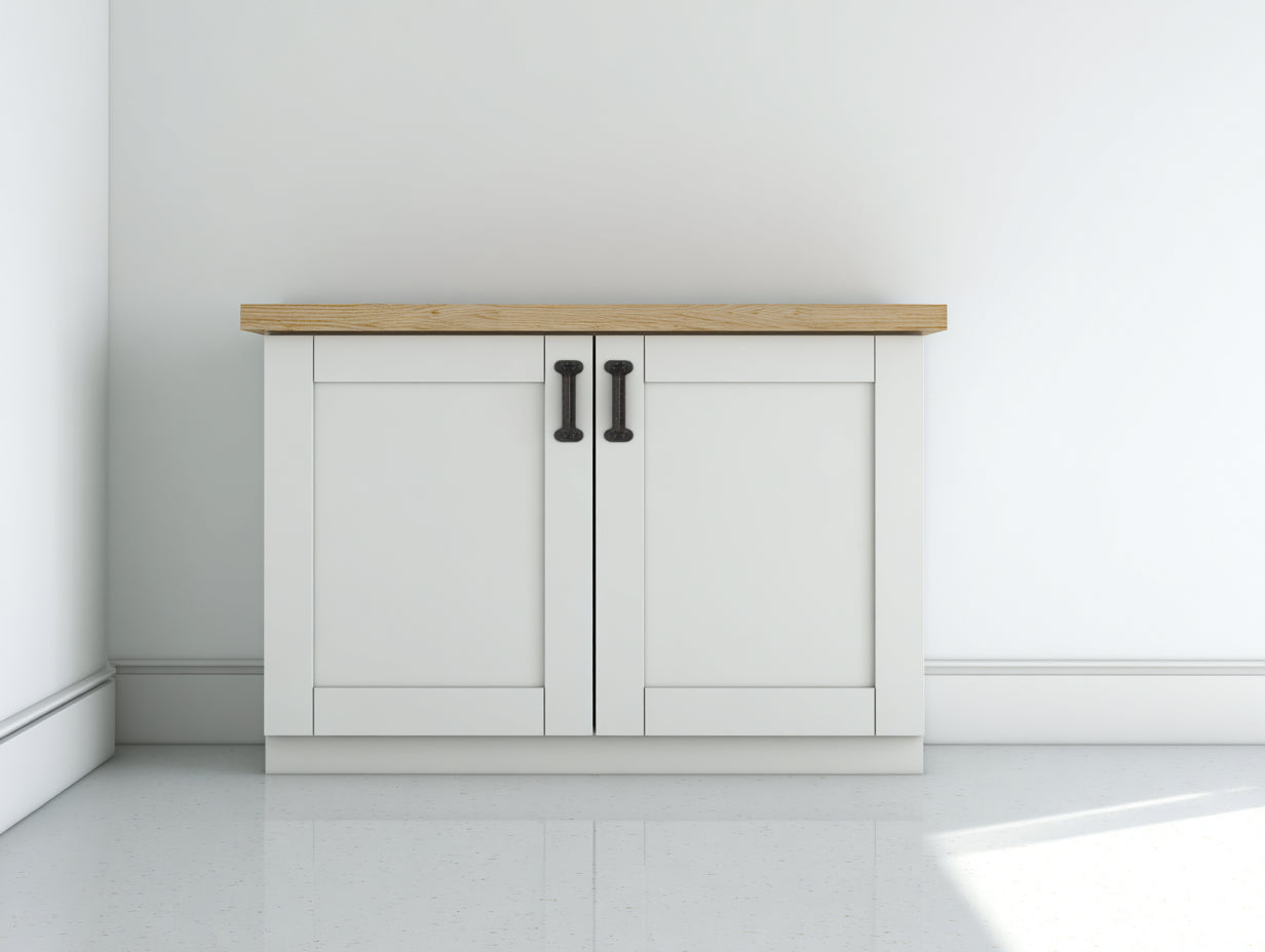 Sideboards Holzoptik 100x35x85 cm - Weiß Eiche Natur und Schwarz - modernes Stauraummöbel mit 2 Türen
