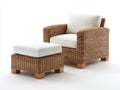 Polyrattan Gartensessel Set 86x82x88 cm - Naturbraun-Cremeweiß - 2-teilig mit Fußhocker