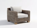 Polyrattan Gartensessel Polyrattan 96x88x82 cm - Naturgrau-Cremeweiß-Holzbraun - Breiter Gartensessel mit Armlehnen