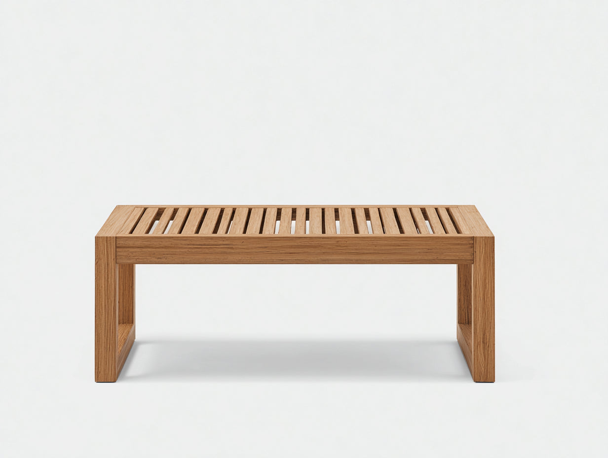 Gartentisch Holz 120x60x45 cm - Naturbraun - moderner Outdoor Tisch mit Lattenplatte