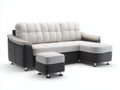 Ecksofa mit Hocker und Stoffbezug 245x160x86 cm - Hellgrau-Dunkelgrau-Beige - modernes L-Design für Wohnzimmer