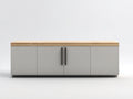 Sideboards Holzwerkstoff 180x42x80 cm - Hellgrau-Eiche hell-Schwarz - Modernes Sideboard mit 4 Türen