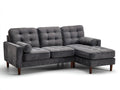 Ecksofa mit Cordstoffbezug 260x170x84 cm - Dunkelgrau-Braun - modernes L-Design mit Holzfüßen
