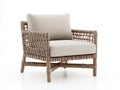 Polyrattan Gartensessel mit Holzgestell 76x75x82 cm - Beige-Naturbraun - Geflochtenes Design mit Polsterung
