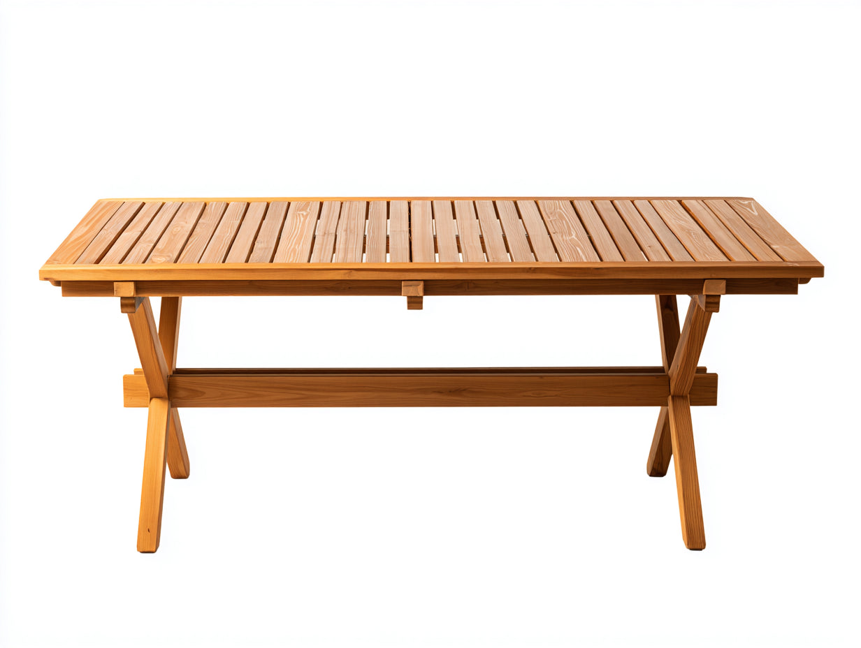 Gartentisch Holz 180x90x75 cm - Naturbraun - Rechteckiger klappbarer Gartentisch mit Lattenplatte