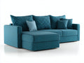 Ecksofa mit Strukturstoff 265 x 170 x 88 cm - Petrol - mit Ottomane - modernes Design für das Wohnzimmer