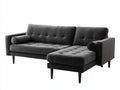 Ecksofa mit Cordbezug 245x160x88 cm - Dunkelgrau-Dunkelbraun - Gepolstertes Design mit Ottomane